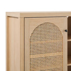 Transitional 58  2-Door Sideboard with Arched Rattan Panels for Living Room, Bedroom and Office