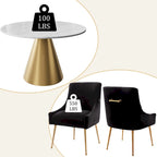 48  Marble Top Metal Dining Table with Velvet Dining Chair Set