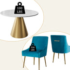 48  Marble Top Metal Dining Table with Velvet Dining Chair Set