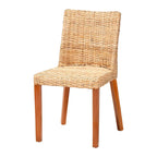 bali & pari Rowen Bohemian Light Honey Kubu Rattan and Mahogany Wood Dining Chair