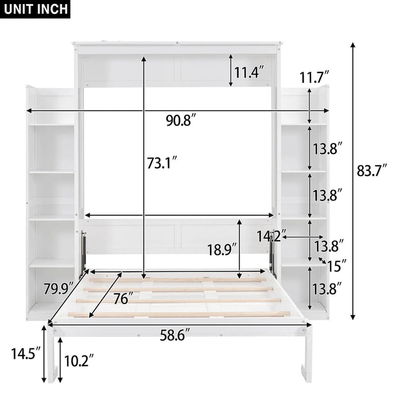 Queen Size Murphy Bed with Shelves