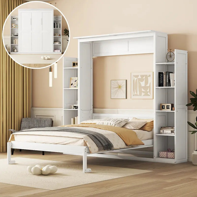 Queen Size Murphy Bed with Shelves