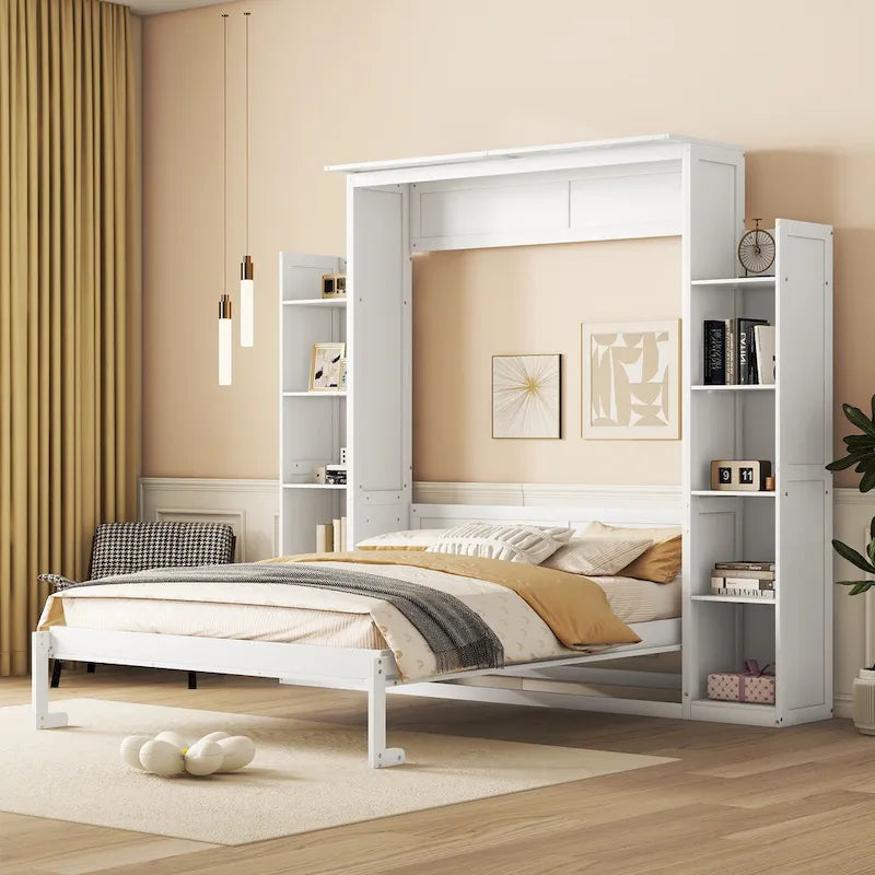 Queen Size Murphy Bed with Shelves
