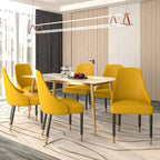 Allure Dining Chairs with Fabric/Leather Seat and Black Oak Wood Legs by LeisureMod