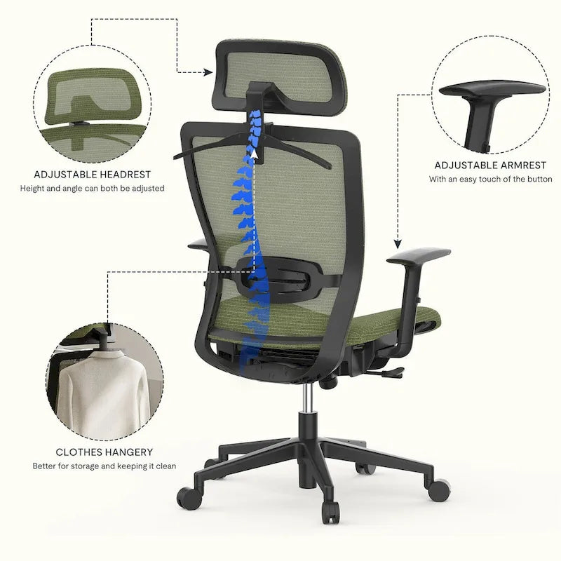 FlexiSpot Ergonomic Office Desk Chair 360 Swivel Height Adjustable Mesh Chair Adjustable Headrest, Lumbar Support, Armrest