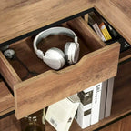 Industrial L-Shaped Computer Desk with Storage Shelves and 2 Dawers