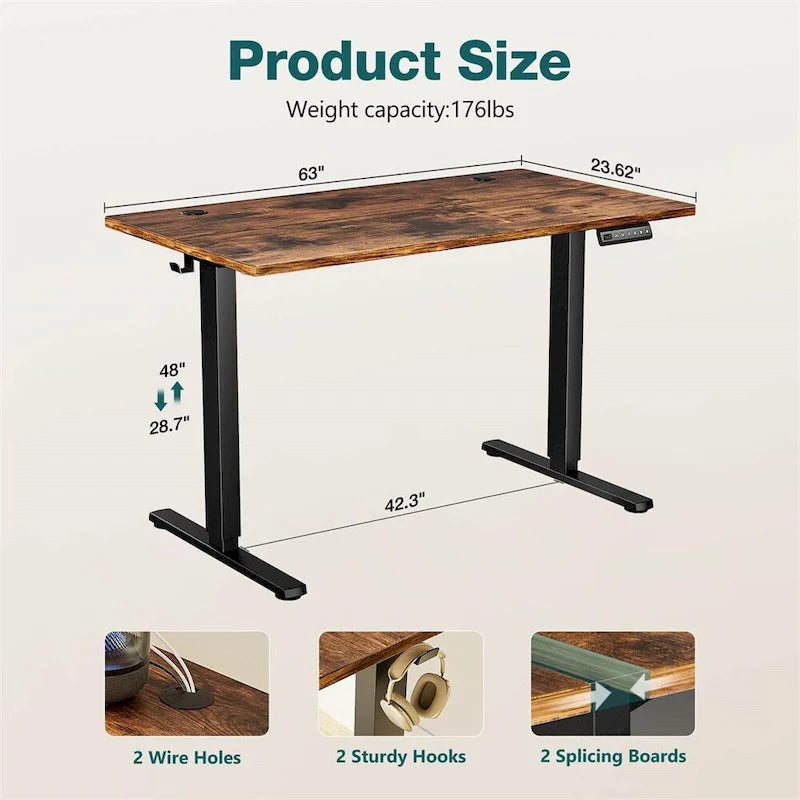 Electric Height Adjustable Standing Desk,Sit to Stand Computer Desk