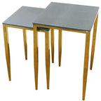 Wrightwood Nesting Tables, Faux Shagreen with Gold Metal, 2 Piece Set
