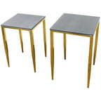 Wrightwood Nesting Tables, Faux Shagreen with Gold Metal, 2 Piece Set
