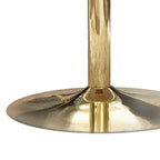 30 Inch Round Marble Top Modern Dining Table, White and Gold