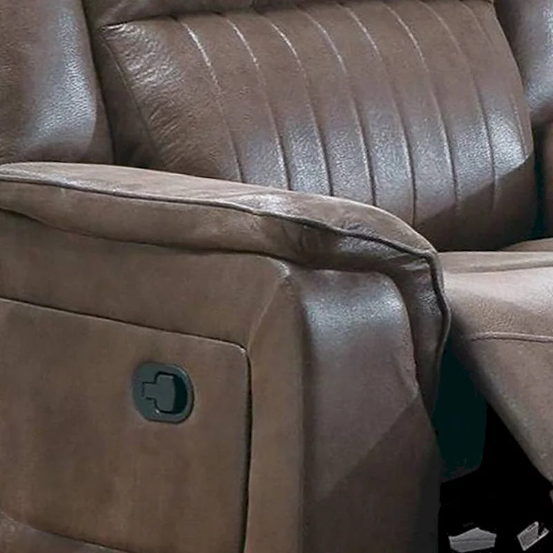 Oya 40 Inch Power Recliner Chair, Pull Tab Mechanism, Rich Brown Leather
