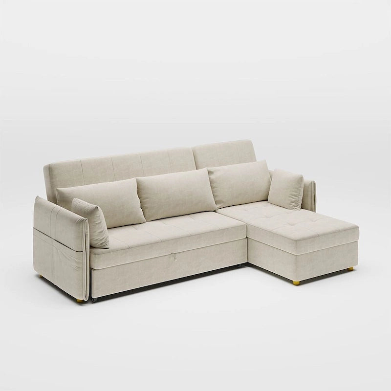 98.43  Modern Minimalist  L  Shape Sofa BedAnti-scratch and Water-proof, Solid Wood Frame