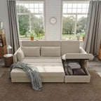 98.43  Modern Minimalist  L  Shape Sofa BedAnti-scratch and Water-proof, Solid Wood Frame