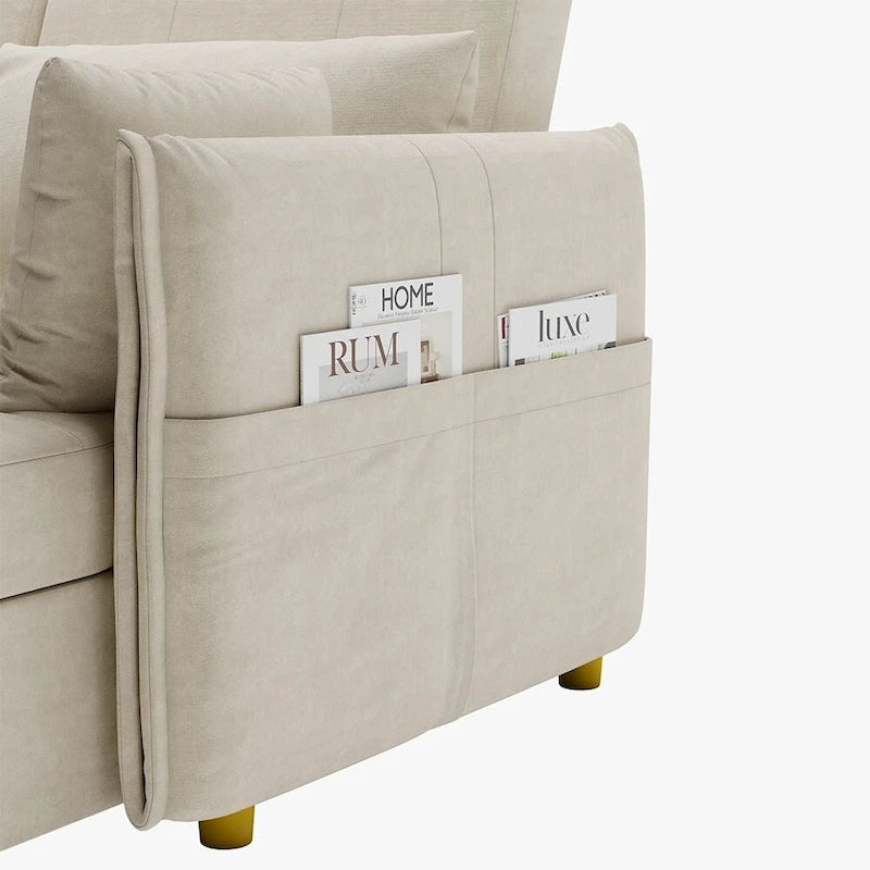 98.43  Modern Minimalist  L  Shape Sofa BedAnti-scratch and Water-proof, Solid Wood Frame