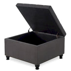 Large Square Storage Ottoman Upholstered Button Tufted Coffee Table - 30 W x 30 D x 18 H.