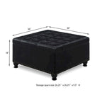 Large Square Storage Ottoman Upholstered Button Tufted Coffee Table - 30 W x 30 D x 18 H.