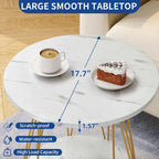 Moasis 2-Tier Round End Side Table Faux Marble Top for Living Room