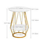 Moasis 2-Tier Round End Side Table Faux Marble Top for Living Room