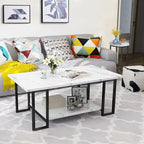 Grondin Modern Style 3-Piece Coffee Table Set with 2 End Table, Living Room Table Set of 3 with Faux Marble Tabletop