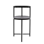 2-tier Modern Round End Table with Wood Storage Shelf