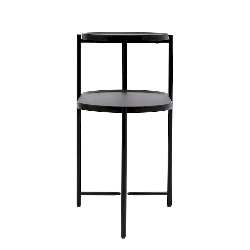 2-tier Modern Round End Table with Wood Storage Shelf