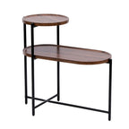 2-tier Modern Round End Table with Wood Storage Shelf