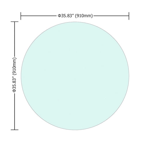 36  Inch Round Tempered Glass Table Top Clear Glass 1/4  Inch Thick Flat Polished Edge