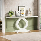 White Farmhouse Console Table for Living Room