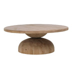 Balak Round Modern Hourglass Coffee Table, Natural Pine