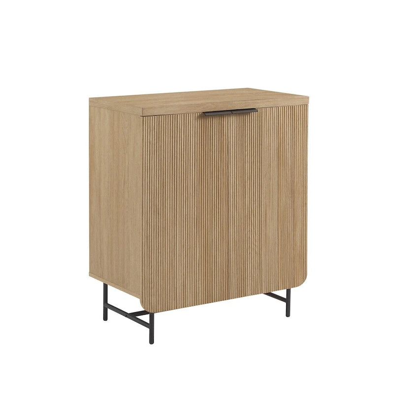 Modern Scandi Fluted-Door Storage Console for Living Room, Bedroom and Office - Coastal Oak