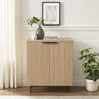 Modern Scandi Fluted-Door Storage Console for Living Room, Bedroom and Office - Coastal Oak