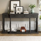 Retro Senior Console Table for Hallway Living Room Bedroom with 4 Storage Drawers and 1 Shelf