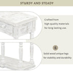 Retro Senior Console Table for Hallway Living Room Bedroom with 4 Storage Drawers and 1 Shelf