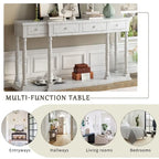 Retro Senior Console Table for Hallway Living Room Bedroom with 4 Storage Drawers and 1 Shelf