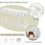 Retro Senior Console Table for Hallway Living Room Bedroom with 4 Storage Drawers and 1 Shelf