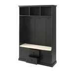 Hall Tree with 3 Hooks , Coat Hanger, Entryway Bench, Storage Bench, 3-in-1 Design, 47.2INCH, for Entrance, Hallway (Black)