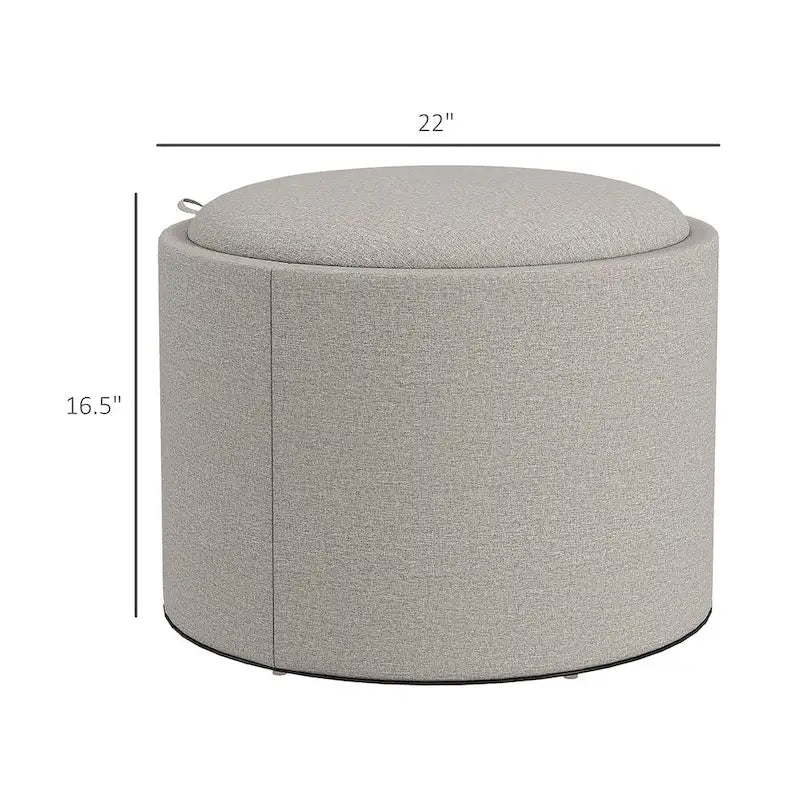 Round Storage Ottoman Coffee Table with Flip Top Tray