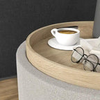 Round Storage Ottoman Coffee Table with Flip Top Tray