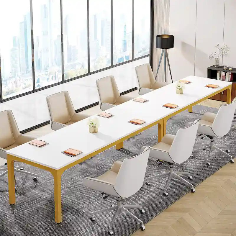 6.5FT Conference Table, Large Meeting Table with Metal Legs for Conference Room, Office