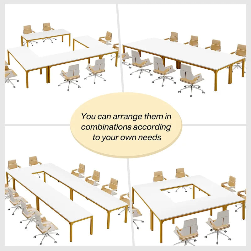 6.5FT Conference Table, Large Meeting Table with Metal Legs for Conference Room, Office