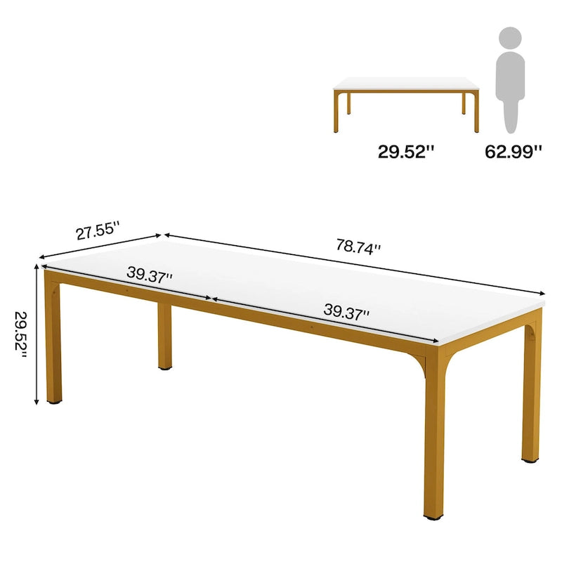 6.5FT Conference Table, Large Meeting Table with Metal Legs for Conference Room, Office