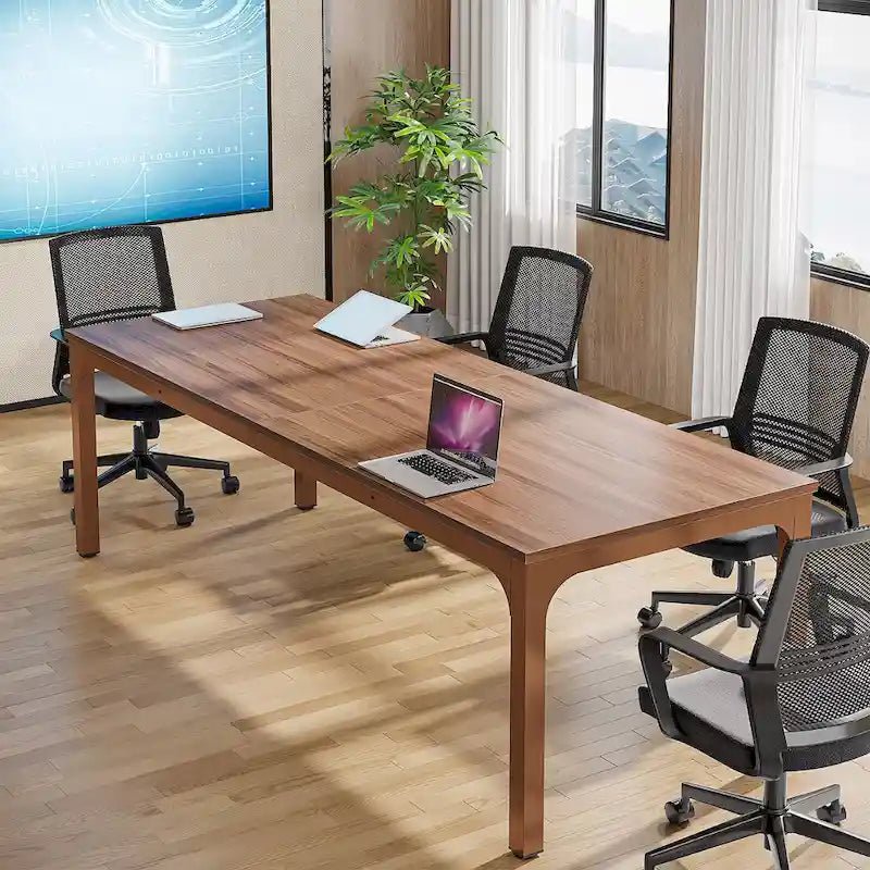 6.5FT Conference Table, Large Meeting Table with Metal Legs for Conference Room, Office