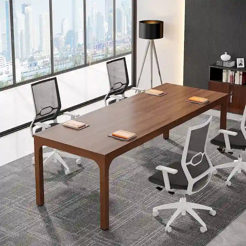 6.5FT Conference Table, Large Meeting Table with Metal Legs for Conference Room, Office