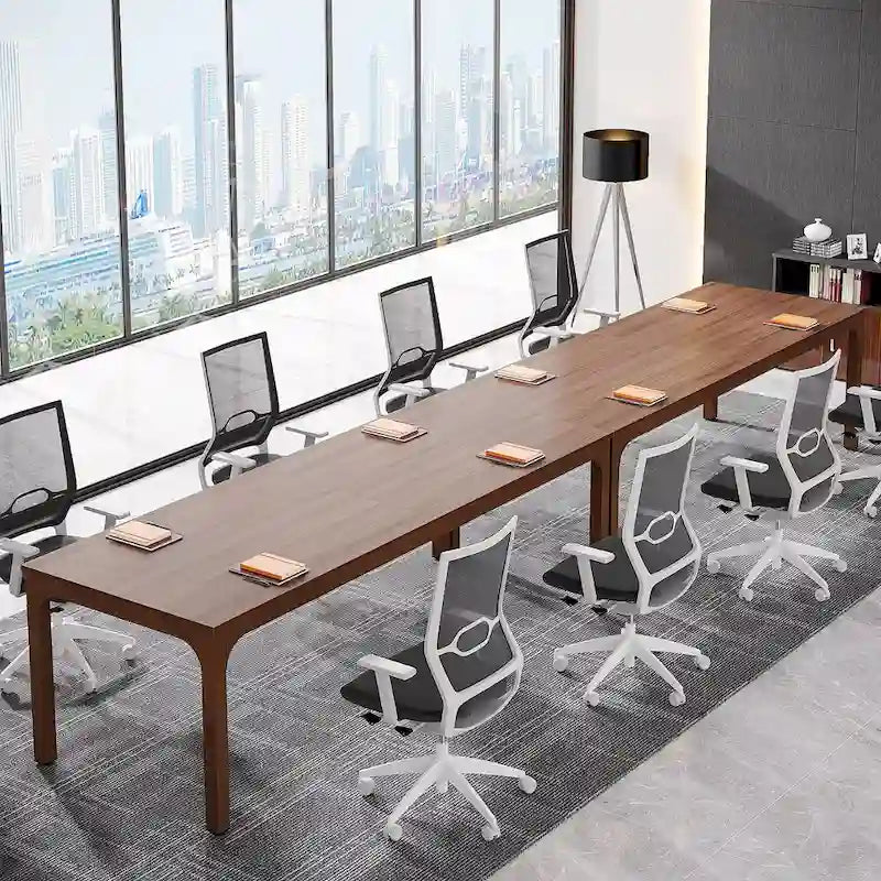 6.5FT Conference Table, Large Meeting Table with Metal Legs for Conference Room, Office
