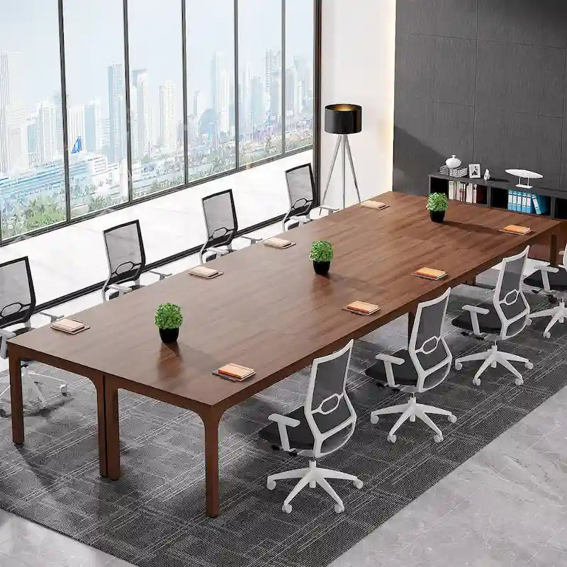 6.5FT Conference Table, Large Meeting Table with Metal Legs for Conference Room, Office