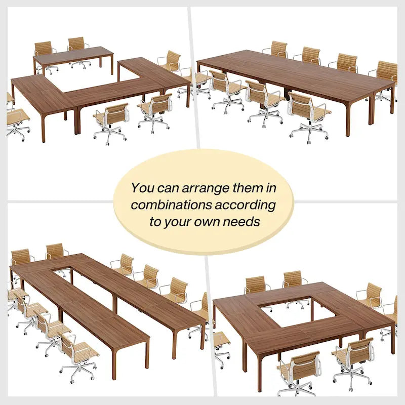 6.5FT Conference Table, Large Meeting Table with Metal Legs for Conference Room, Office