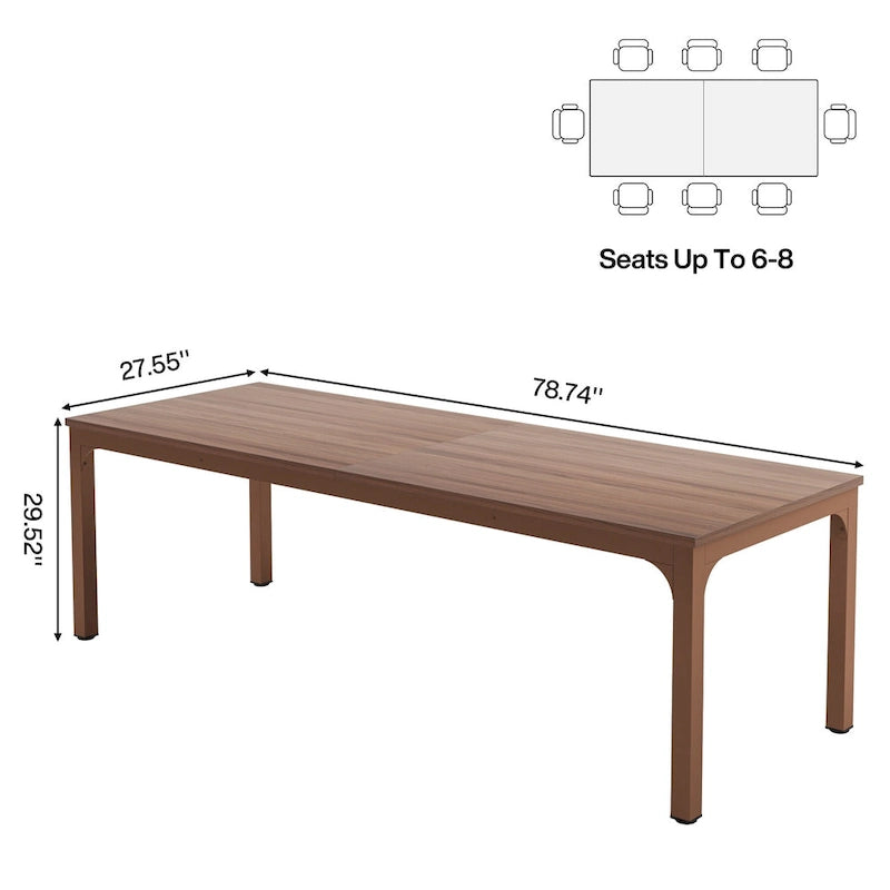 6.5FT Conference Table, Large Meeting Table with Metal Legs for Conference Room, Office