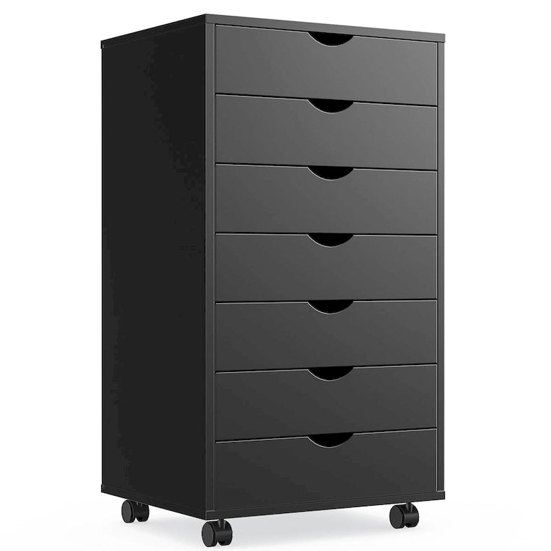 7 Drawer Chest - Storage Cabinets with Wheels Dressers Wood Dresser Cabinet Mobile Organizer Drawers for Office