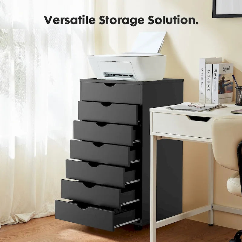 7 Drawer Chest - Storage Cabinets with Wheels Dressers Wood Dresser Cabinet Mobile Organizer Drawers for Office