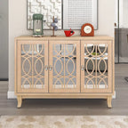 3 Door Mirrored Buffet Cabinet with Silver Handle for Living room and Dining